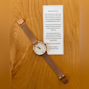 Vincero The Eros Mesh Watch in Rose + White Pearl